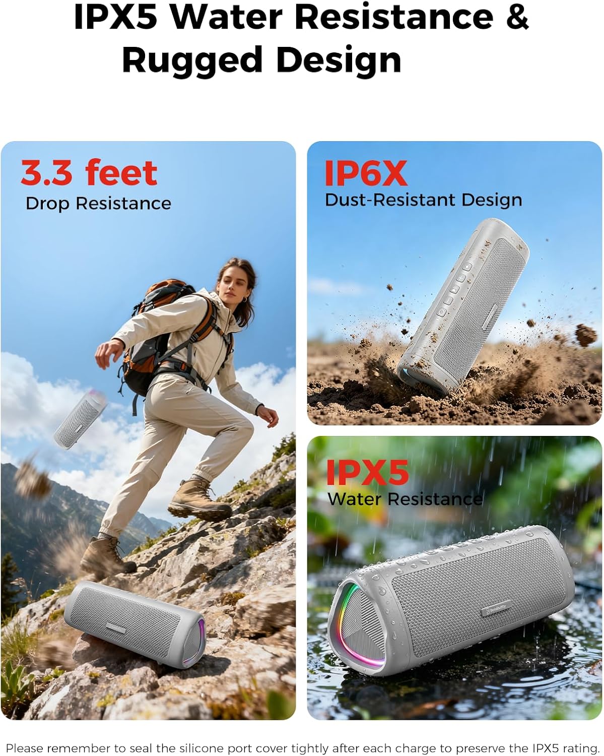 Bluetooth Speaker, 20W HD Sound, Portable Wireless, IPX5 Waterproof, Up to 24H Playtime, TWS Pairing, for Home/Party/Outdoor/Camping/Beach Essentials, Electronic Gadgets, Birthday Gift (Black)