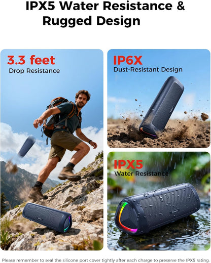 Bluetooth Speaker, 20W HD Sound, Portable Wireless, IPX5 Waterproof, Up to 24H Playtime, TWS Pairing, for Home/Party/Outdoor/Camping/Beach Essentials, Electronic Gadgets, Birthday Gift (Black)