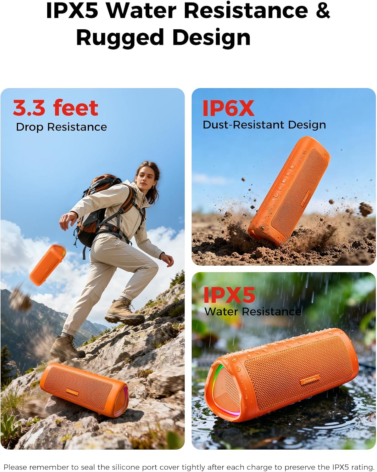 Bluetooth Speaker, 20W HD Sound, Portable Wireless, IPX5 Waterproof, Up to 24H Playtime, TWS Pairing, for Home/Party/Outdoor/Camping/Beach Essentials, Electronic Gadgets, Birthday Gift (Black)
