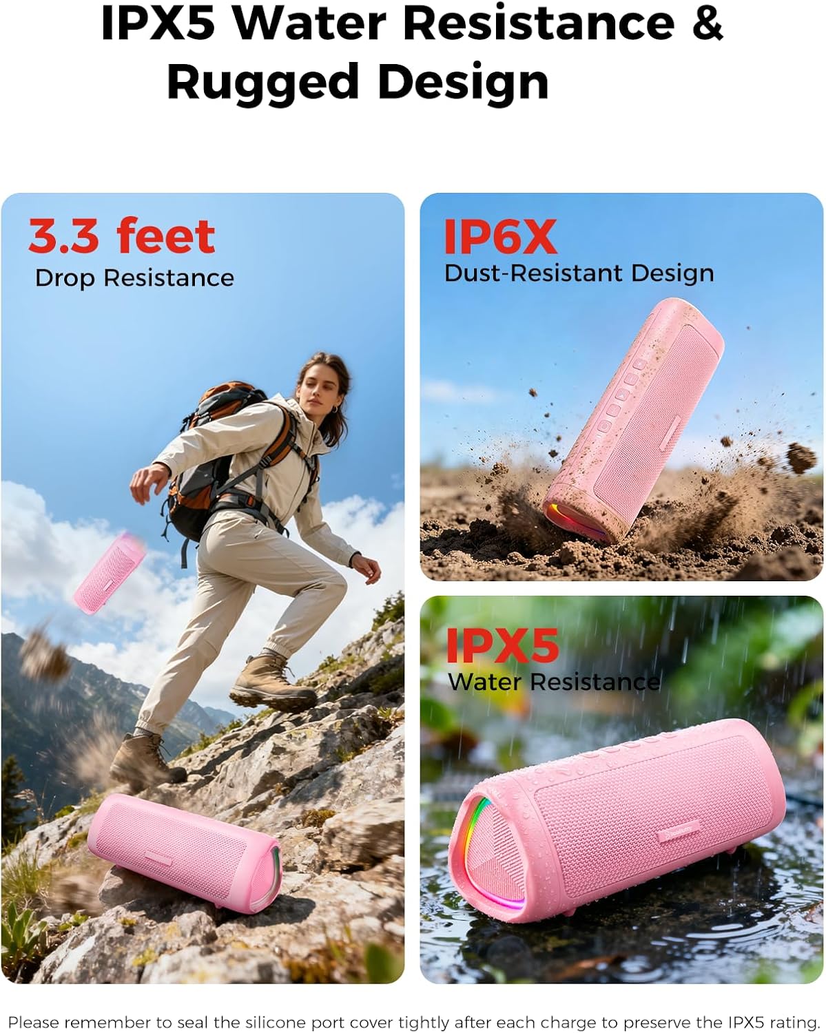 Bluetooth Speaker, 20W HD Sound, Portable Wireless, IPX5 Waterproof, Up to 24H Playtime, TWS Pairing, for Home/Party/Outdoor/Camping/Beach Essentials, Electronic Gadgets, Birthday Gift (Black)