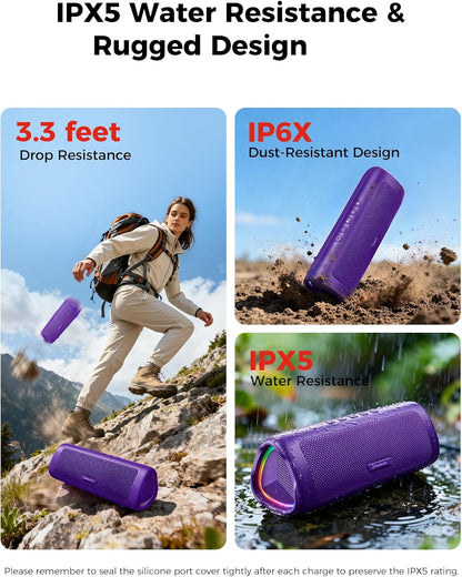 Bluetooth Speaker, 20W HD Sound, Portable Wireless, IPX5 Waterproof, Up to 24H Playtime, TWS Pairing, for Home/Party/Outdoor/Camping/Beach Essentials, Electronic Gadgets, Birthday Gift (Black)