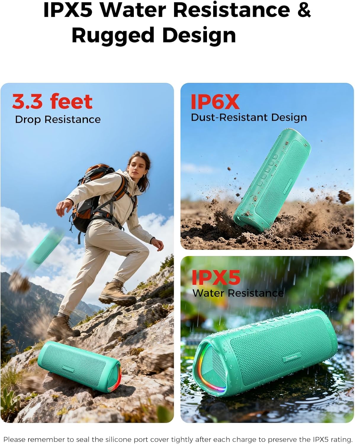Bluetooth Speaker, 20W HD Sound, Portable Wireless, IPX5 Waterproof, Up to 24H Playtime, TWS Pairing, for Home/Party/Outdoor/Camping/Beach Essentials, Electronic Gadgets, Birthday Gift (Black)