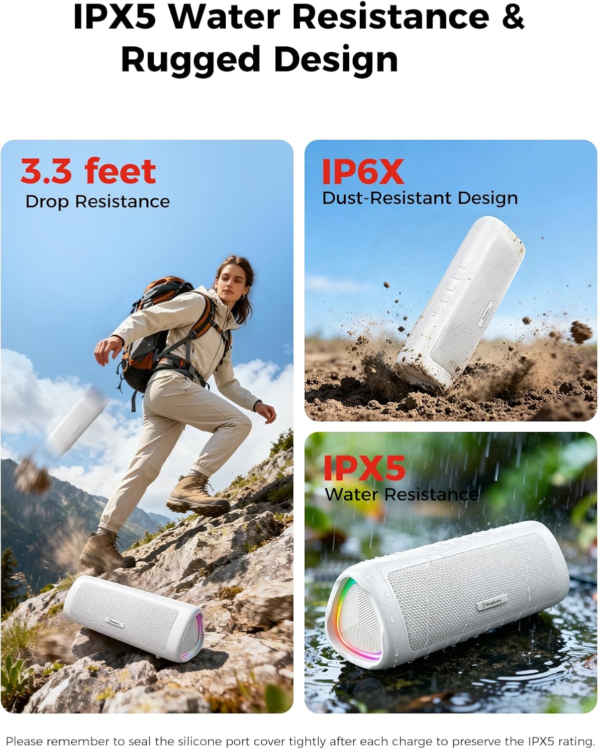 Bluetooth Speaker, 20W HD Sound, Portable Wireless, IPX5 Waterproof, Up to 24H Playtime, TWS Pairing, for Home/Party/Outdoor/Camping/Beach Essentials, Electronic Gadgets, Birthday Gift (Black)