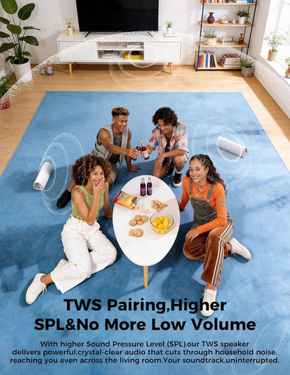 Bluetooth Speaker, 20W HD Sound, Portable Wireless, IPX5 Waterproof, Up to 24H Playtime, TWS Pairing, for Home/Party/Outdoor/Camping/Beach Essentials, Electronic Gadgets, Birthday Gift (Black)