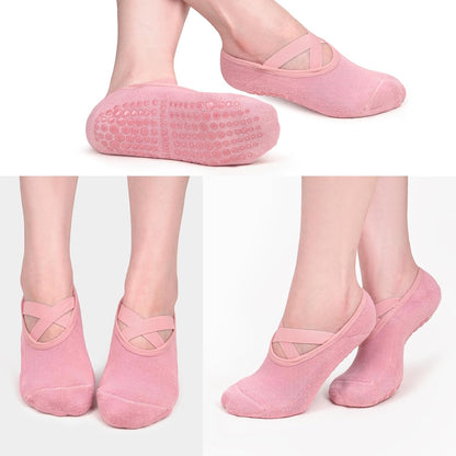 3 Pack Pilates Socks Yoga Socks with Grips for Women Non Slip, Workout, Pure Barre, Ballet, Dance, Hospital Socks