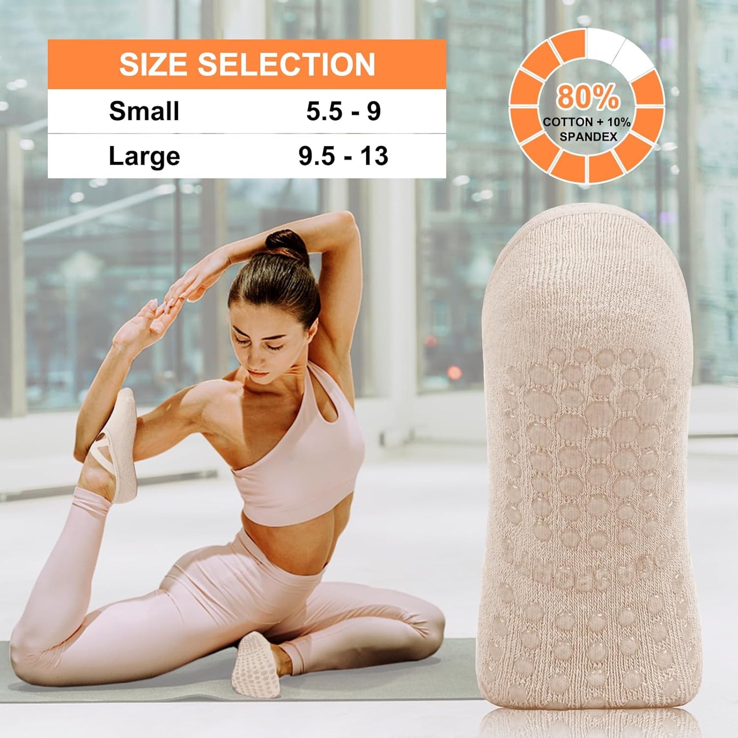 3 Pack Pilates Socks Yoga Socks with Grips for Women Non Slip, Workout, Pure Barre, Ballet, Dance, Hospital Socks