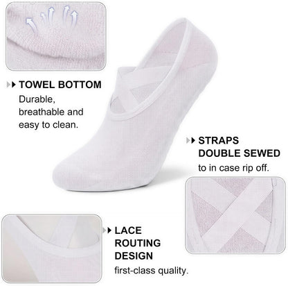 3 Pack Pilates Socks Yoga Socks with Grips for Women Non Slip, Workout, Pure Barre, Ballet, Dance, Hospital Socks