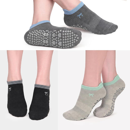 3 Pack Pilates Socks Yoga Socks with Grips for Women Non Slip, Workout, Pure Barre, Ballet, Dance, Hospital Socks