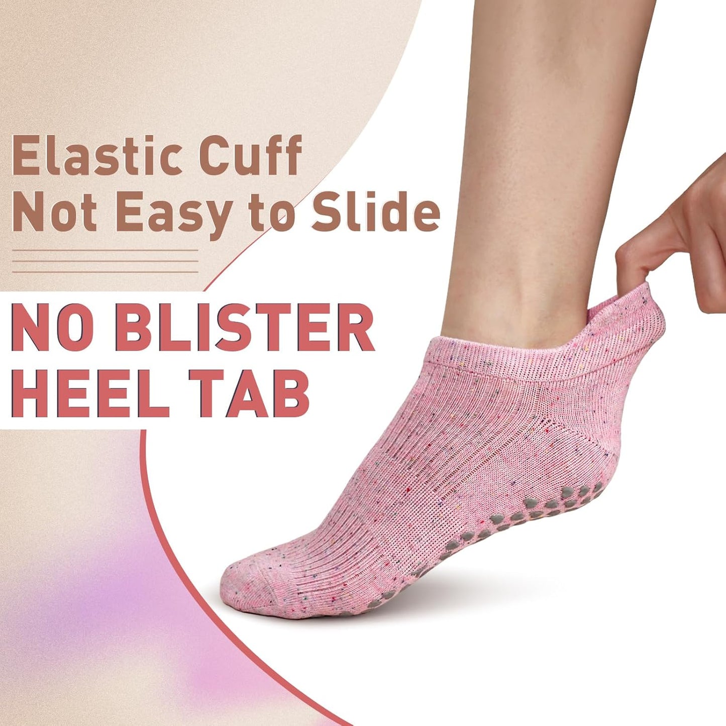 3 Pack Pilates Socks Yoga Socks with Grips for Women Non Slip, Workout, Pure Barre, Ballet, Dance, Hospital Socks