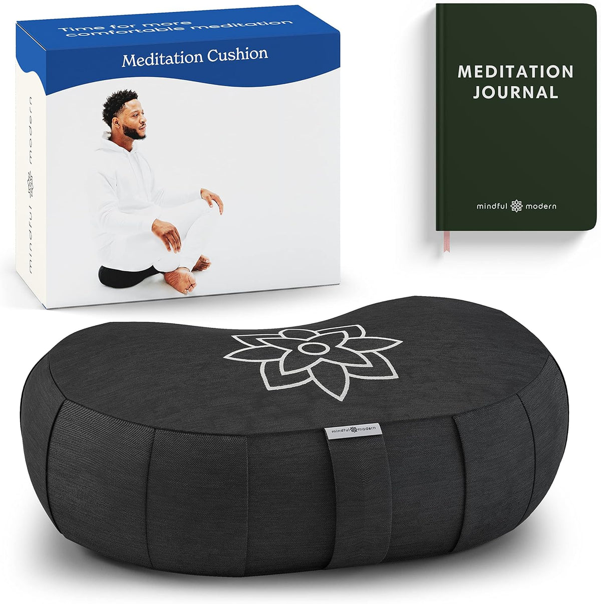 Large Meditation Cushion for Zafu Yoga - Meditation Pillow for Sitting on the Floor - Buckwheat Hull Filled Yoga Cushion with Removable, Washable 100% Cotton Cover and Carry Handle