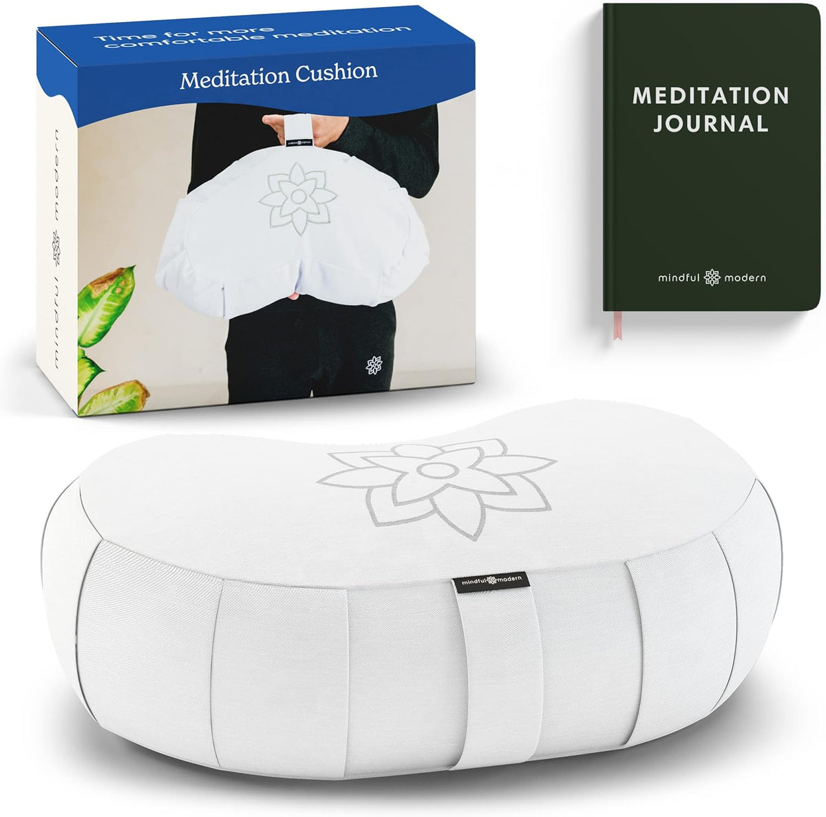 Large Meditation Cushion for Zafu Yoga - Meditation Pillow for Sitting on the Floor - Buckwheat Hull Filled Yoga Cushion with Removable, Washable 100% Cotton Cover and Carry Handle