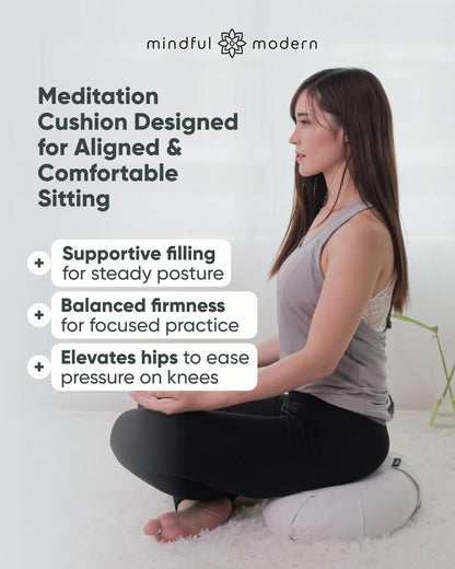 Large Meditation Cushion for Zafu Yoga - Meditation Pillow for Sitting on the Floor - Buckwheat Hull Filled Yoga Cushion with Removable, Washable 100% Cotton Cover and Carry Handle
