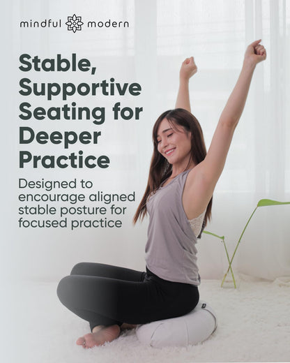 Large Meditation Cushion for Zafu Yoga - Meditation Pillow for Sitting on the Floor - Buckwheat Hull Filled Yoga Cushion with Removable, Washable 100% Cotton Cover and Carry Handle