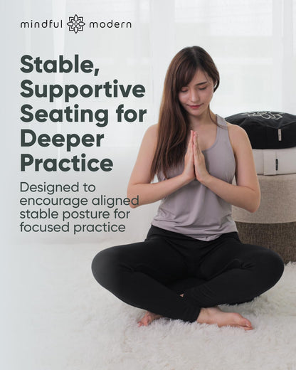 Large Meditation Cushion for Zafu Yoga - Meditation Pillow for Sitting on the Floor - Buckwheat Hull Filled Yoga Cushion with Removable, Washable 100% Cotton Cover and Carry Handle