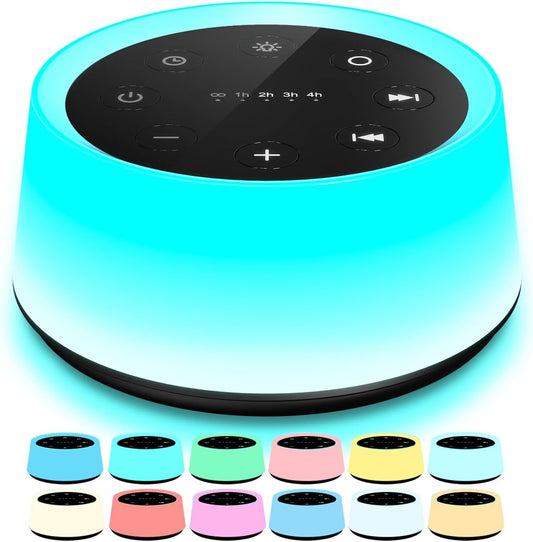 ColorsNoise Sound Machine and White Noise Machine with 30 Soothing Sounds 12 Colors for Kids Adult Baby Night Light with Memory Function for Office (Black)