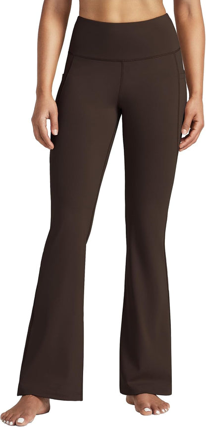 Women's Yoga Pants 27"/29"/31"/33" Flare Leggings Bootcut High Waist Tummy Control Workout Pants with Pockets