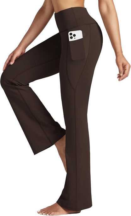 Women's Yoga Pants 27"/29"/31"/33" Flare Leggings Bootcut High Waist Tummy Control Workout Pants with Pockets