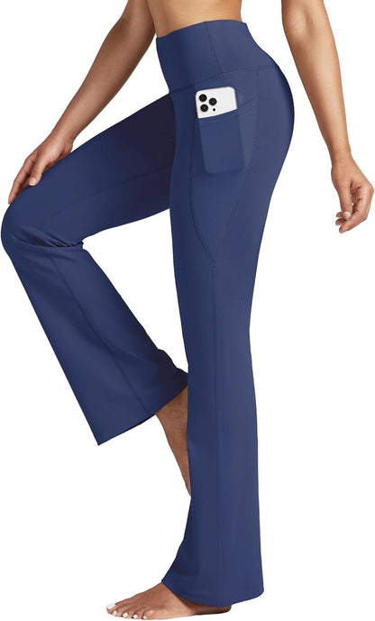 Women's Yoga Pants 27"/29"/31"/33" Flare Leggings Bootcut High Waist Tummy Control Workout Pants with Pockets