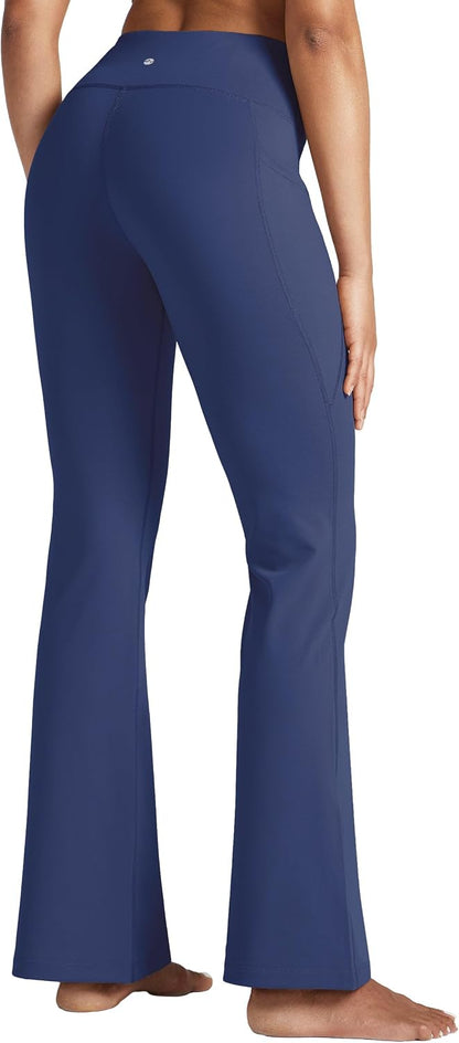 Women's Yoga Pants 27"/29"/31"/33" Flare Leggings Bootcut High Waist Tummy Control Workout Pants with Pockets