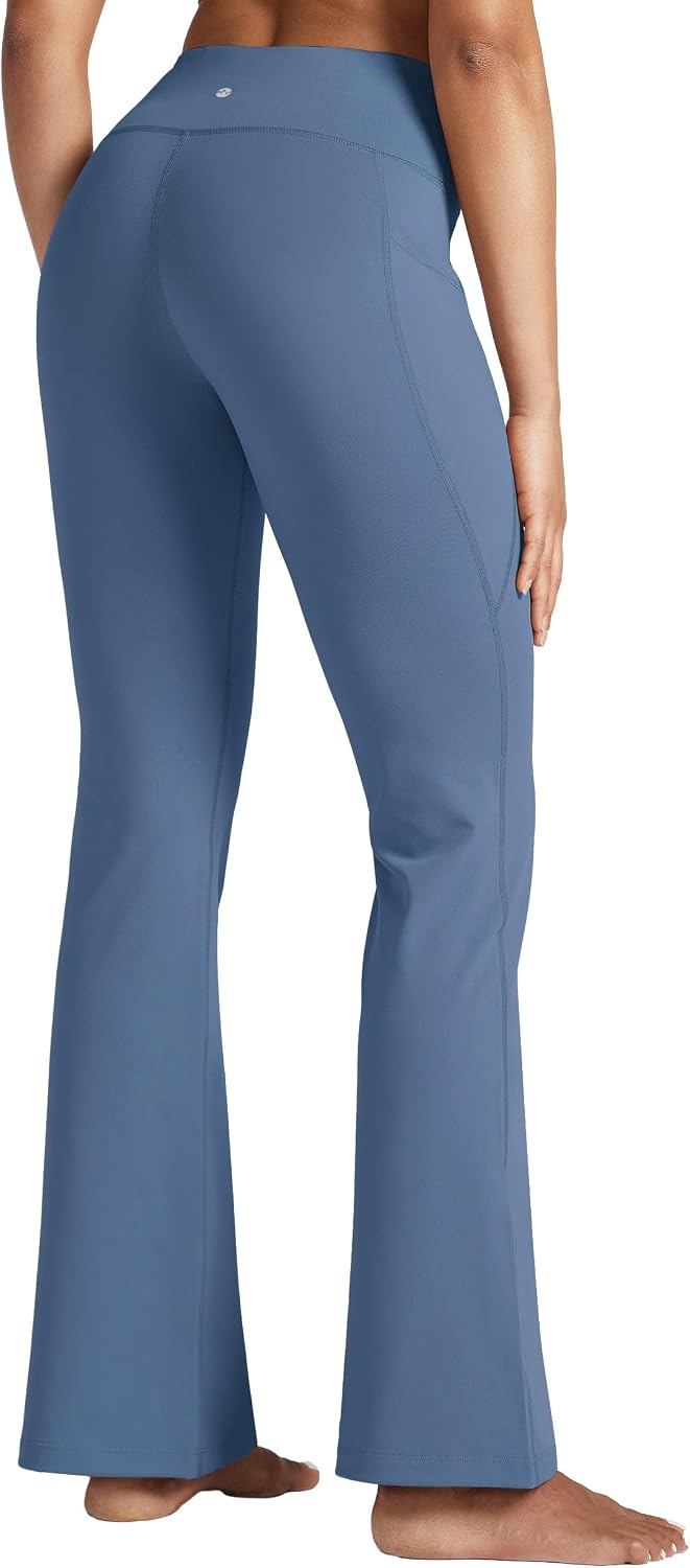 Women's Yoga Pants 27"/29"/31"/33" Flare Leggings Bootcut High Waist Tummy Control Workout Pants with Pockets