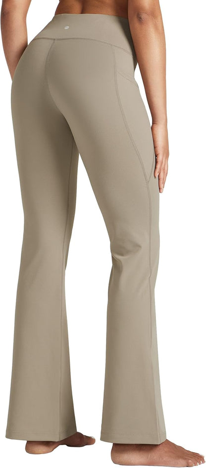 Women's Yoga Pants 27"/29"/31"/33" Flare Leggings Bootcut High Waist Tummy Control Workout Pants with Pockets