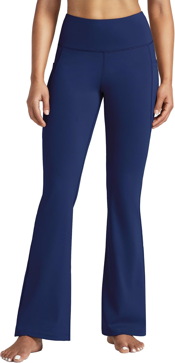 Women's Yoga Pants 27"/29"/31"/33" Flare Leggings Bootcut High Waist Tummy Control Workout Pants with Pockets