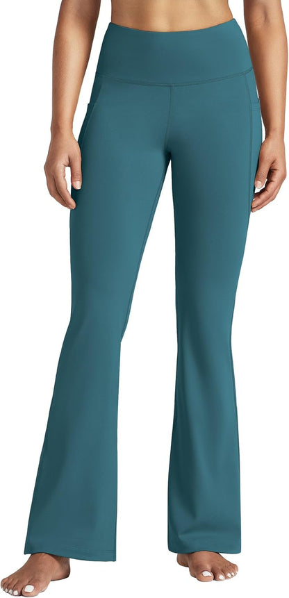 Women's Yoga Pants 27"/29"/31"/33" Flare Leggings Bootcut High Waist Tummy Control Workout Pants with Pockets