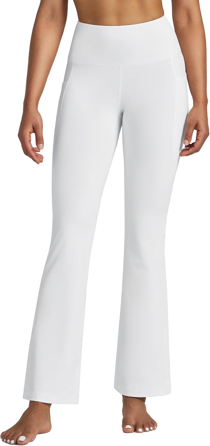 Women's Yoga Pants 27"/29"/31"/33" Flare Leggings Bootcut High Waist Tummy Control Workout Pants with Pockets