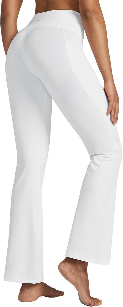 Women's Yoga Pants 27"/29"/31"/33" Flare Leggings Bootcut High Waist Tummy Control Workout Pants with Pockets