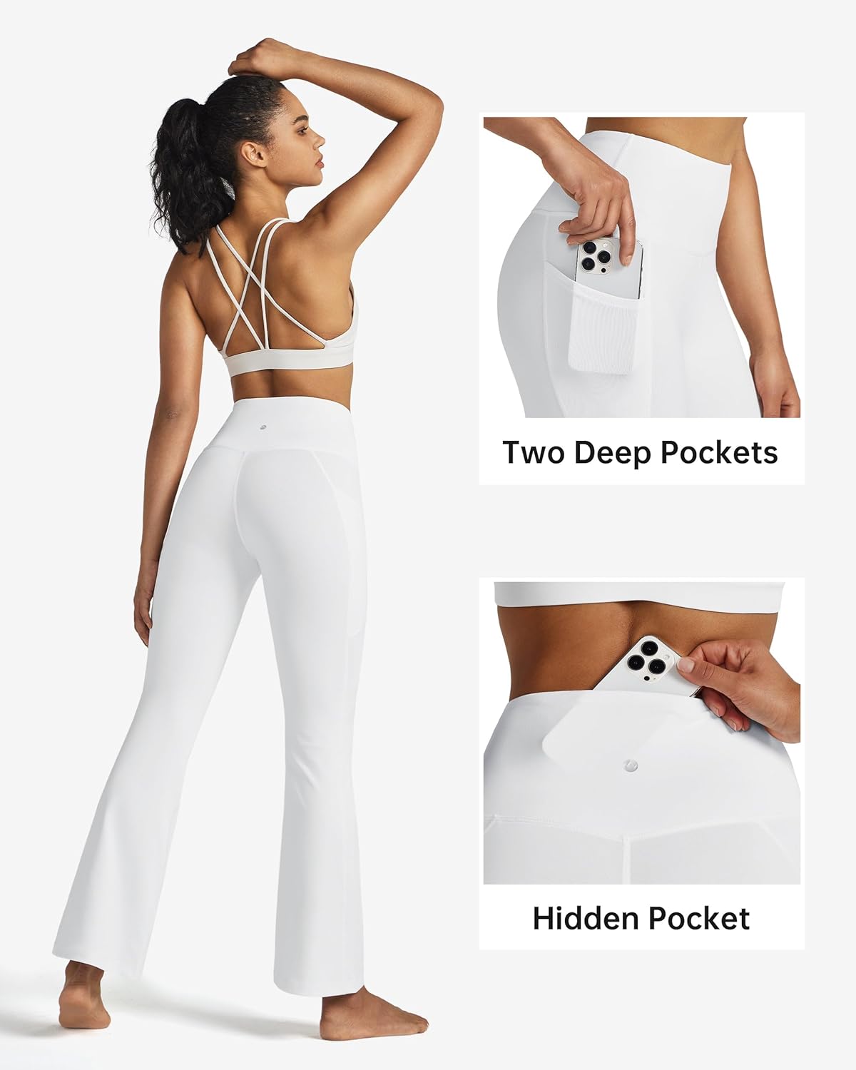 Women's Yoga Pants 27"/29"/31"/33" Flare Leggings Bootcut High Waist Tummy Control Workout Pants with Pockets