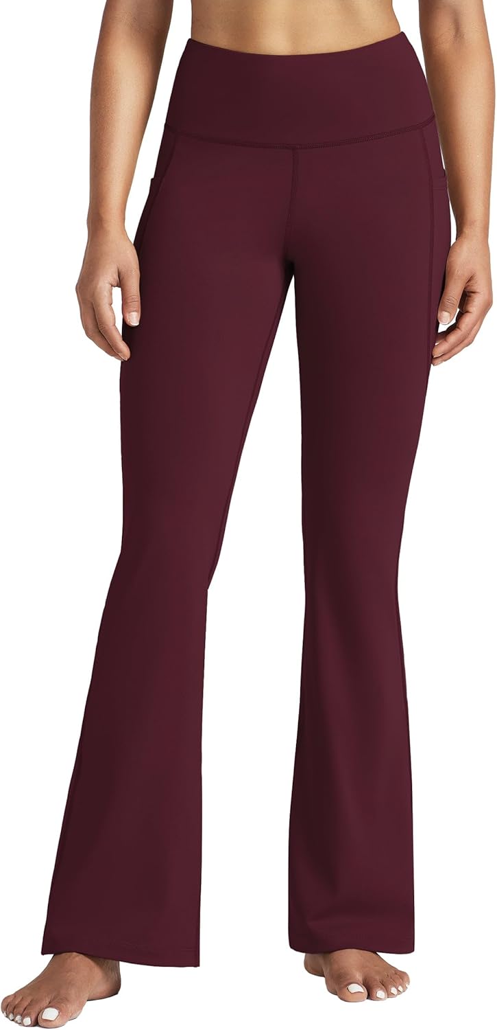 Women's Yoga Pants 27"/29"/31"/33" Flare Leggings Bootcut High Waist Tummy Control Workout Pants with Pockets