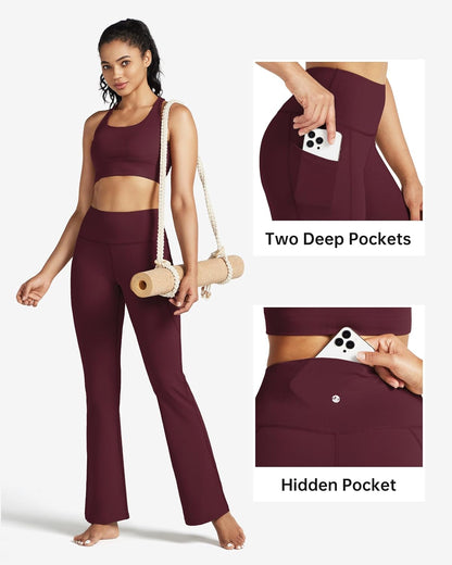 Women's Yoga Pants 27"/29"/31"/33" Flare Leggings Bootcut High Waist Tummy Control Workout Pants with Pockets