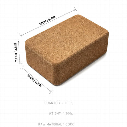 Cork Yoga Block, 9" x 6" x 3" Yoga Brick Cork Blocks Non-Slip for Women & Men Lightweight Yoga Accessories for Yoga, Pilates & Stretching