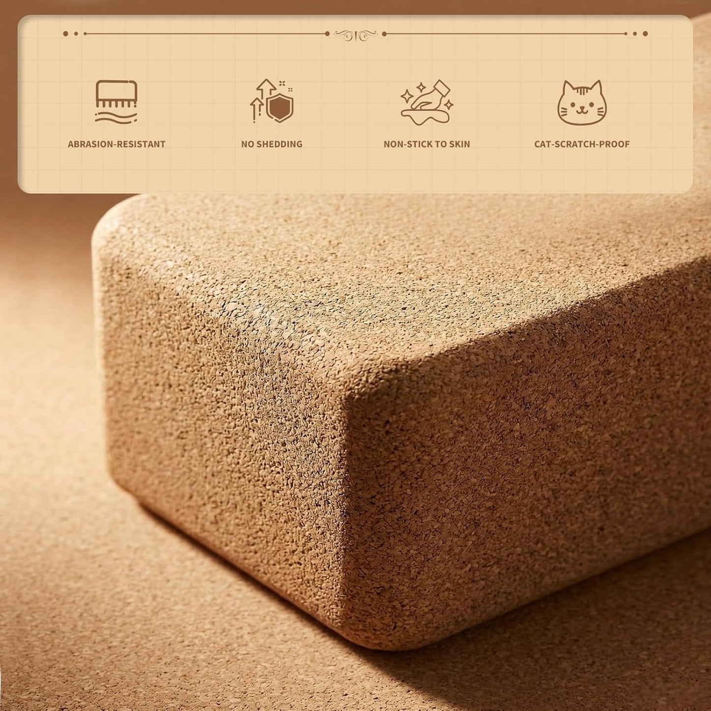 Cork Yoga Block, 9" x 6" x 3" Yoga Brick Cork Blocks Non-Slip for Women & Men Lightweight Yoga Accessories for Yoga, Pilates & Stretching