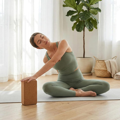 Cork Yoga Block, 9" x 6" x 3" Yoga Brick Cork Blocks Non-Slip for Women & Men Lightweight Yoga Accessories for Yoga, Pilates & Stretching