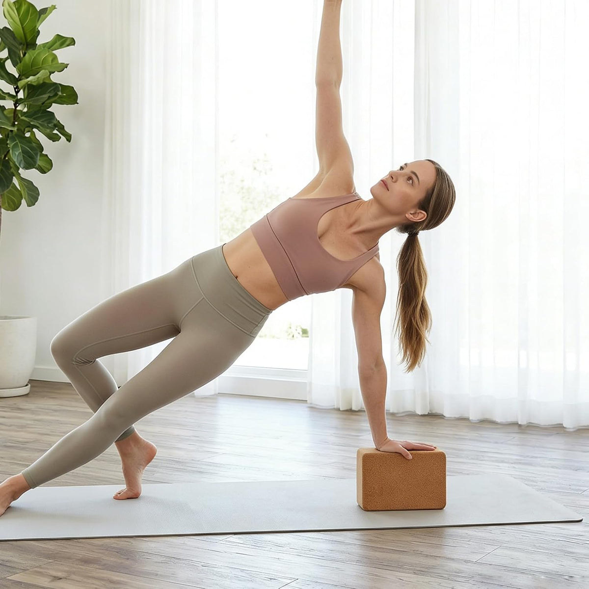 Cork Yoga Block, 9" x 6" x 3" Yoga Brick Cork Blocks Non-Slip for Women & Men Lightweight Yoga Accessories for Yoga, Pilates & Stretching