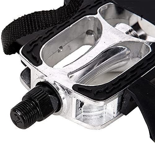 9/16 Bike Replacement Pedals with Adjustable Straps/Teo Clip for Exercise Bike, Mountain Bike, Indoor Stationary Exercise Bike, Indoor Home Gym