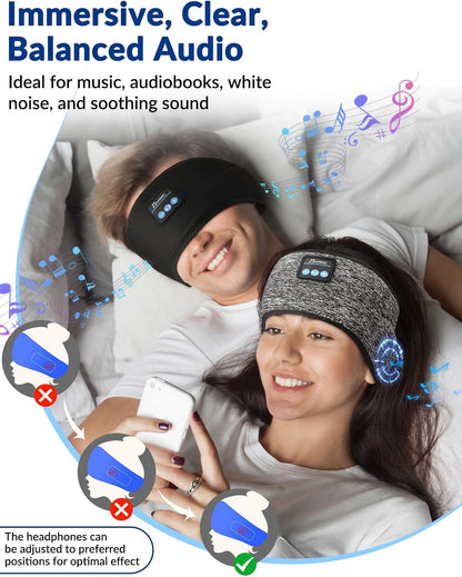 Adjustable Sleeping Headphones 2PCS Hook-and-Loop Bluetooth Headband