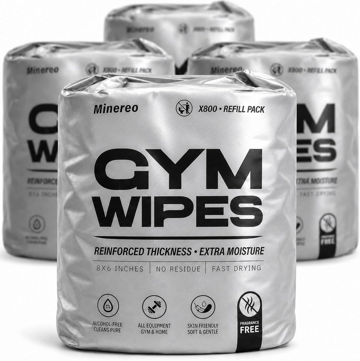 Gym Wipes Refill - Fitness Equipment & Yoga Mat, Lemon 3200 ct | CrossFit, Pilates studio & home gym, treadmill & exercise bike, alcohol-free & bleach-free, fits dispensers & buckets