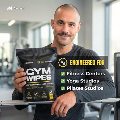 Gym Wipes Refill - Fitness Equipment & Yoga Mat, Lemon 3200 ct | CrossFit, Pilates studio & home gym, treadmill & exercise bike, alcohol-free & bleach-free, fits dispensers & buckets