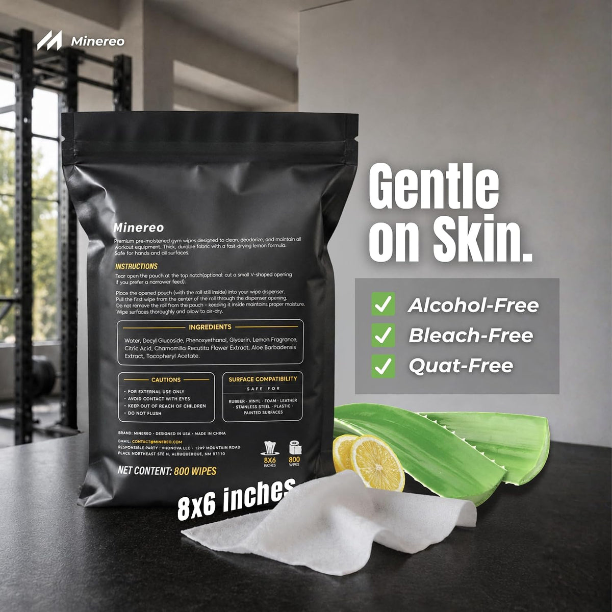 Gym Wipes Refill - Fitness Equipment & Yoga Mat, Lemon 3200 ct | CrossFit, Pilates studio & home gym, treadmill & exercise bike, alcohol-free & bleach-free, fits dispensers & buckets