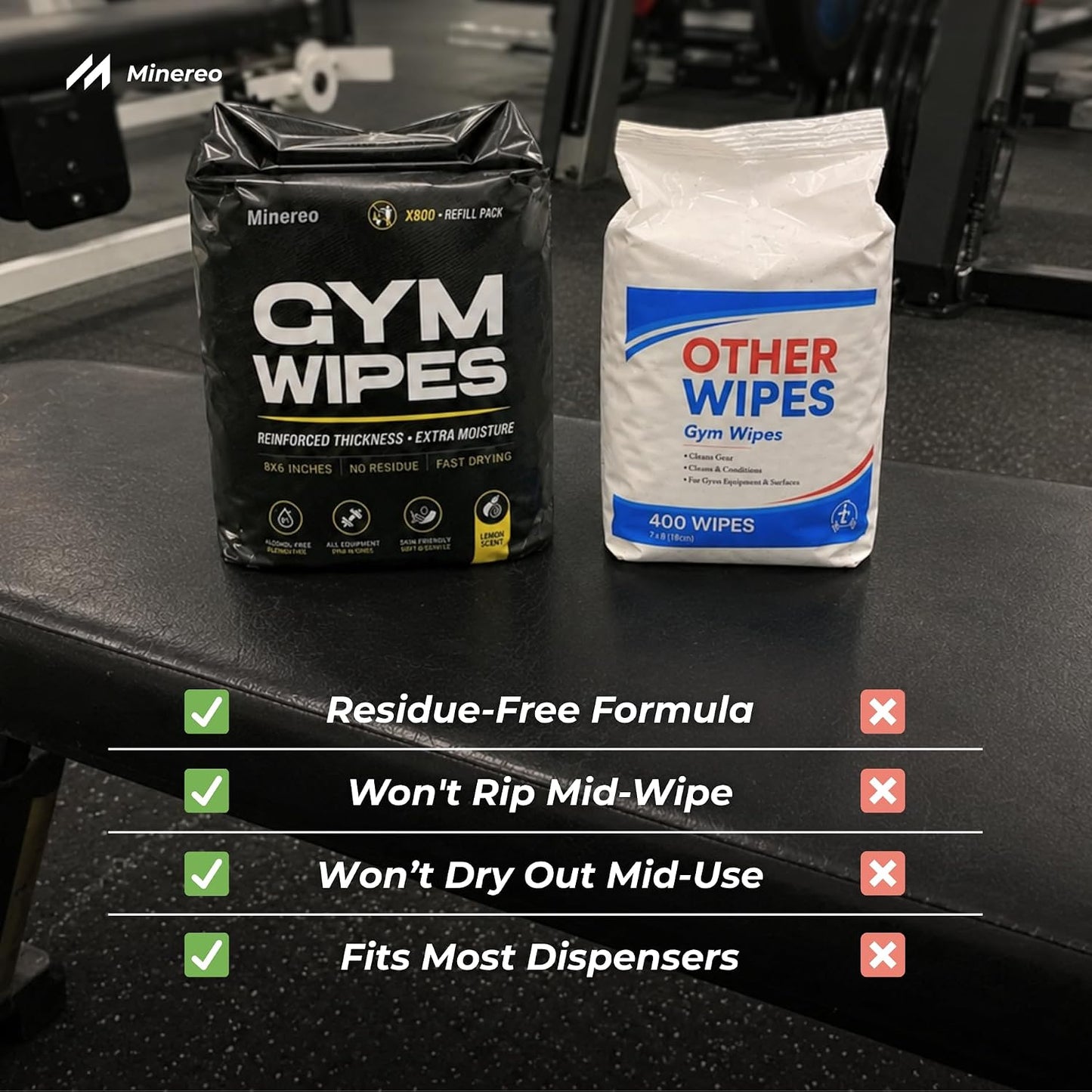 Gym Wipes Refill - Fitness Equipment & Yoga Mat, Lemon 3200 ct | CrossFit, Pilates studio & home gym, treadmill & exercise bike, alcohol-free & bleach-free, fits dispensers & buckets