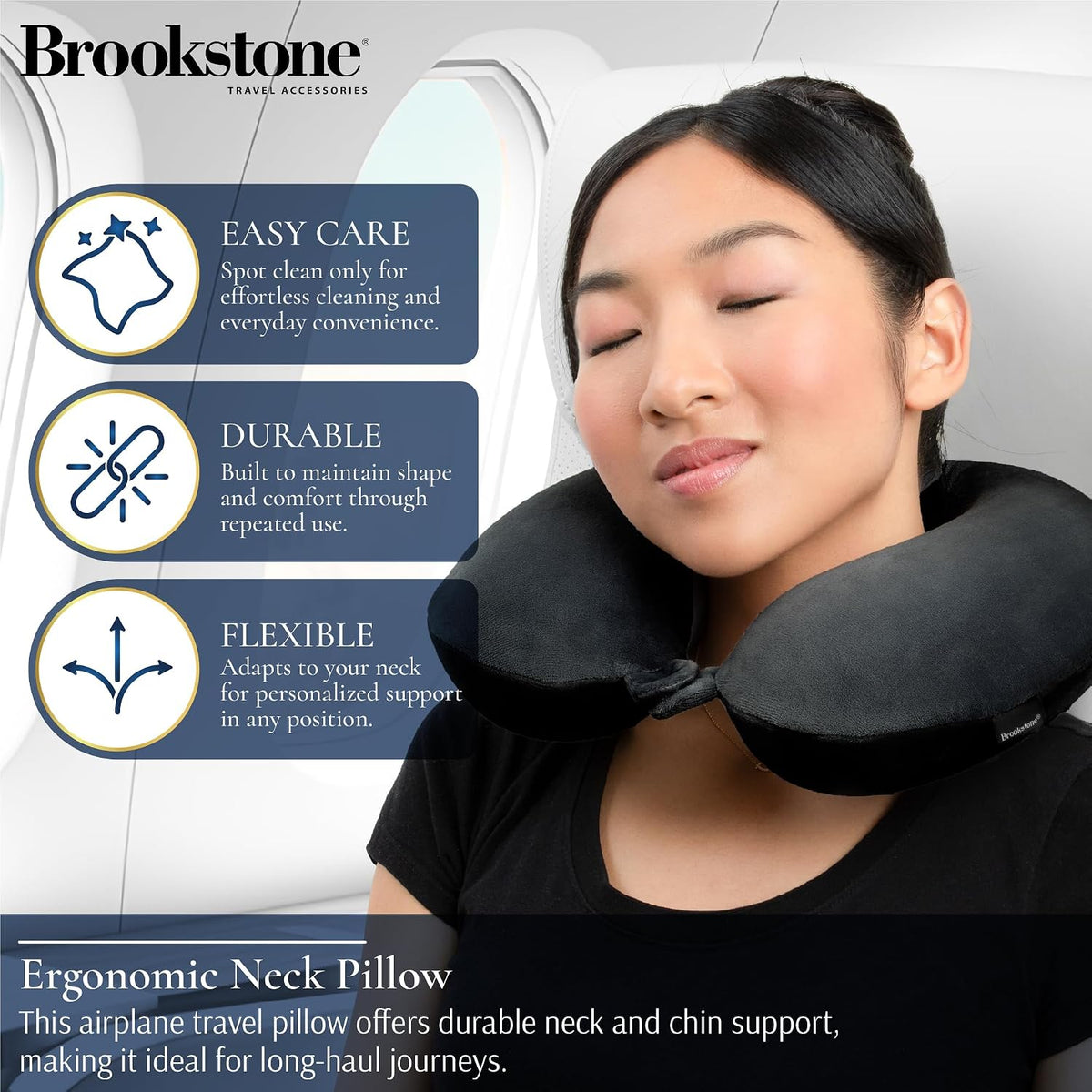 Travel Neck Pillow - Lightweight U-Shaped Memory Foam Travel Pillow for Airplane, Car Travels & Sleeping, Blue