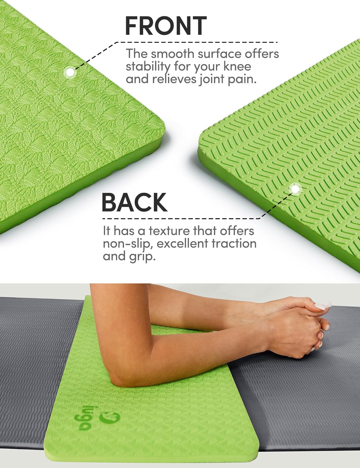 IUGA Yoga Knee Pads Cushion Non-Slip Knee Mat for Elbows Wrist Pain in Yoga Planks Floor Exercises Portable Extra-thick Cushioning