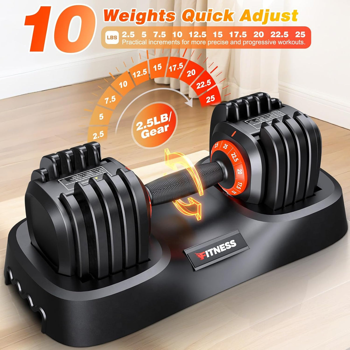 Adjustable Dumbbells Set of 2 for Strength Training, One-Hand Quick Adjust, 25/55/80/90 lbs Options, Anti-Slip Grip Handle, Compact Home Gym Weights for Men Women