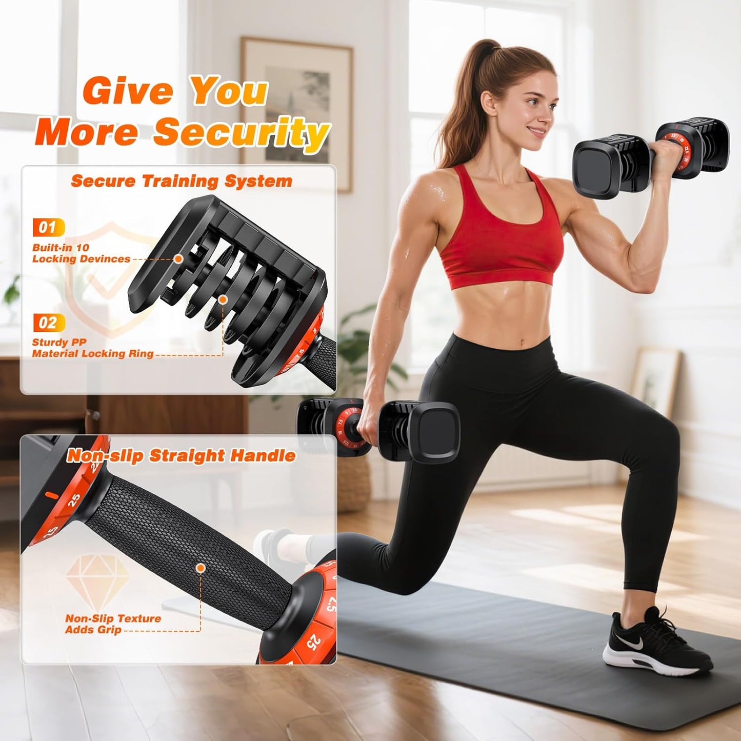 Adjustable Dumbbells Set of 2 for Strength Training, One-Hand Quick Adjust, 25/55/80/90 lbs Options, Anti-Slip Grip Handle, Compact Home Gym Weights for Men Women