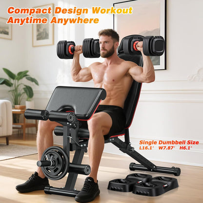 Adjustable Dumbbells Set of 2 for Strength Training, One-Hand Quick Adjust, 25/55/80/90 lbs Options, Anti-Slip Grip Handle, Compact Home Gym Weights for Men Women