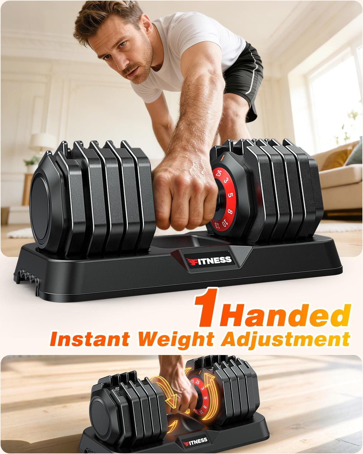 Adjustable Dumbbells Set of 2 for Strength Training, One-Hand Quick Adjust, 25/55/80/90 lbs Options, Anti-Slip Grip Handle, Compact Home Gym Weights for Men Women