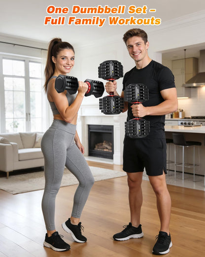 Adjustable Dumbbells Set of 2 for Strength Training, One-Hand Quick Adjust, 25/55/80/90 lbs Options, Anti-Slip Grip Handle, Compact Home Gym Weights for Men Women