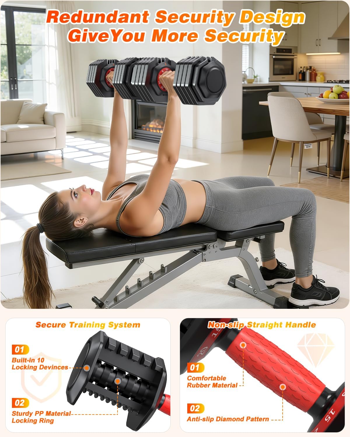 Adjustable Dumbbells Set of 2 for Strength Training, One-Hand Quick Adjust, 25/55/80/90 lbs Options, Anti-Slip Grip Handle, Compact Home Gym Weights for Men Women